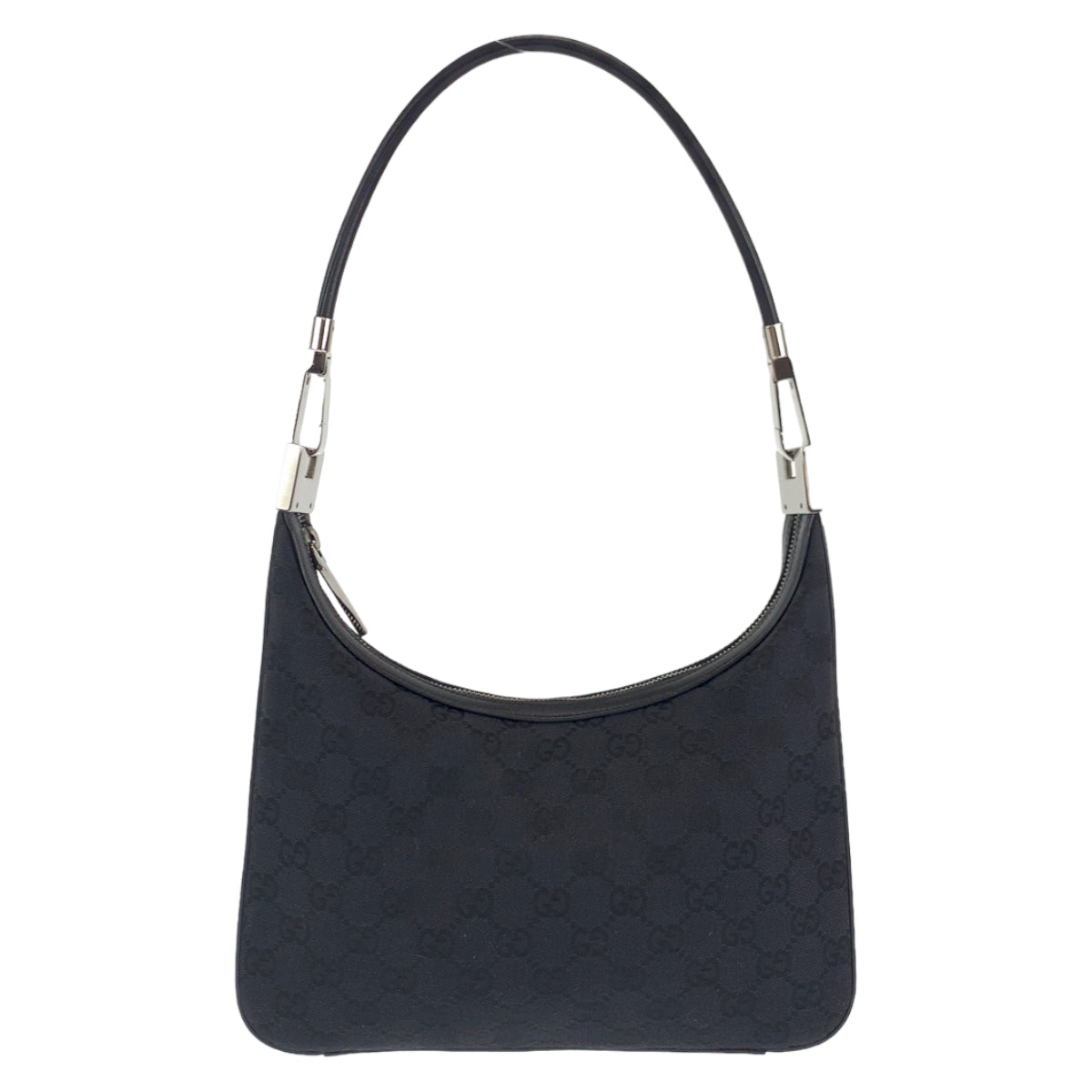 C-087
GUCCI グッチ GGキャンバス ハーフムーン ブラック 黒 シルバー金具 GGキャンバス / レザー ショルダーバッグ ハンドバッグ  レディース
