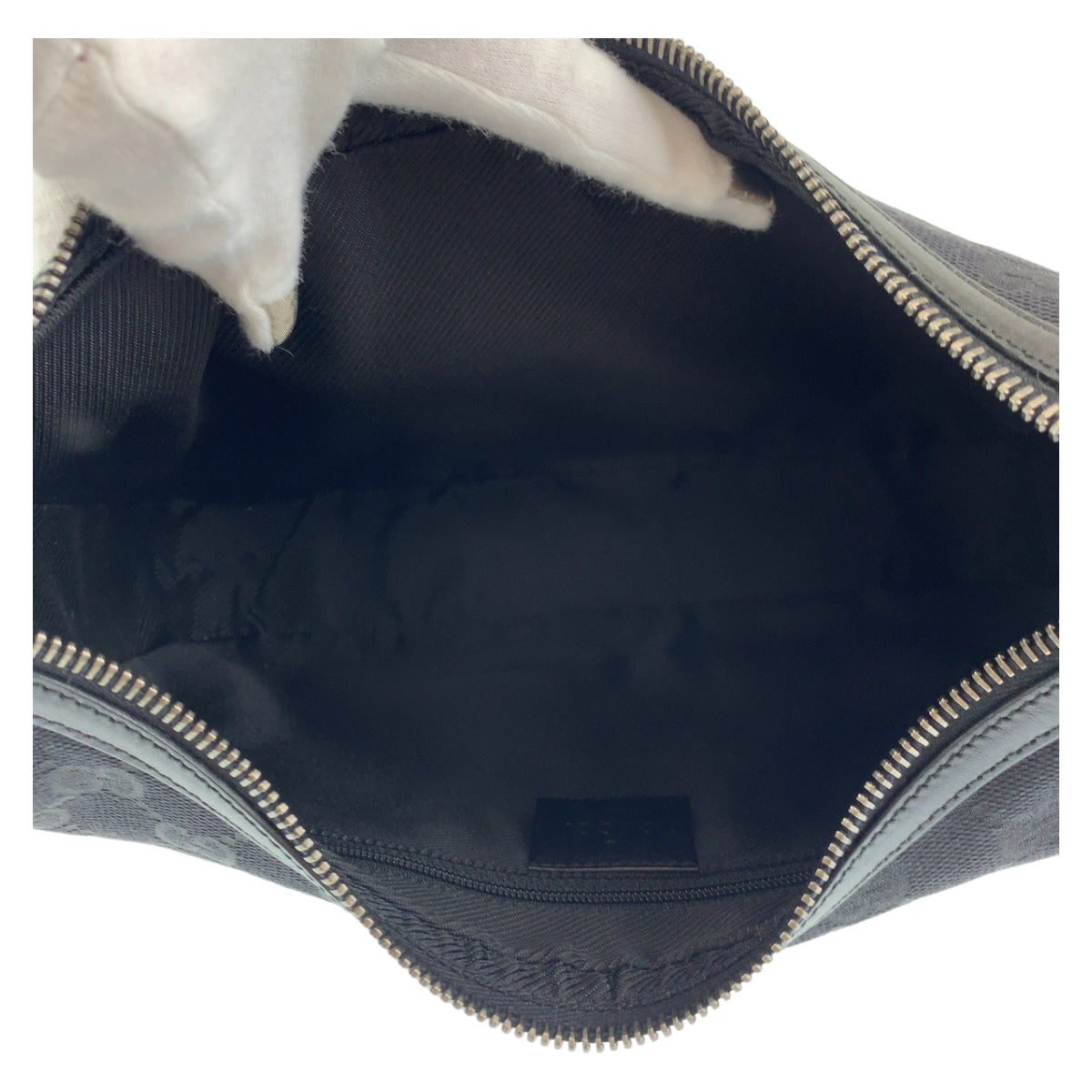 C-087
GUCCI グッチ GGキャンバス ハーフムーン ブラック 黒 シルバー金具 GGキャンバス / レザー ショルダーバッグ ハンドバッグ  レディース