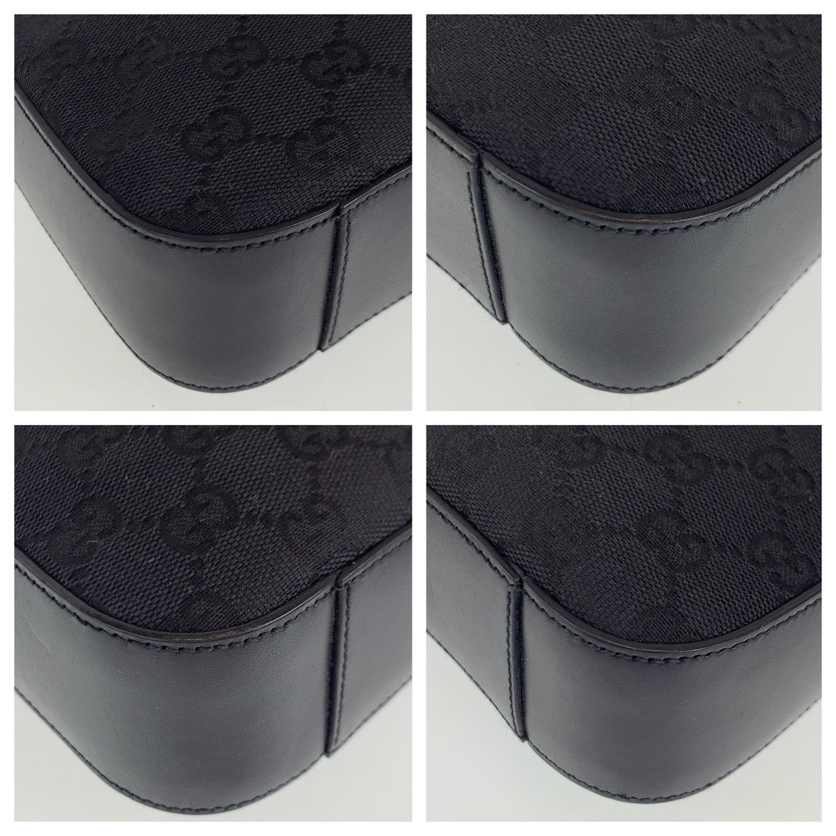 C-087
GUCCI グッチ GGキャンバス ハーフムーン ブラック 黒 シルバー金具 GGキャンバス / レザー ショルダーバッグ ハンドバッグ  レディース