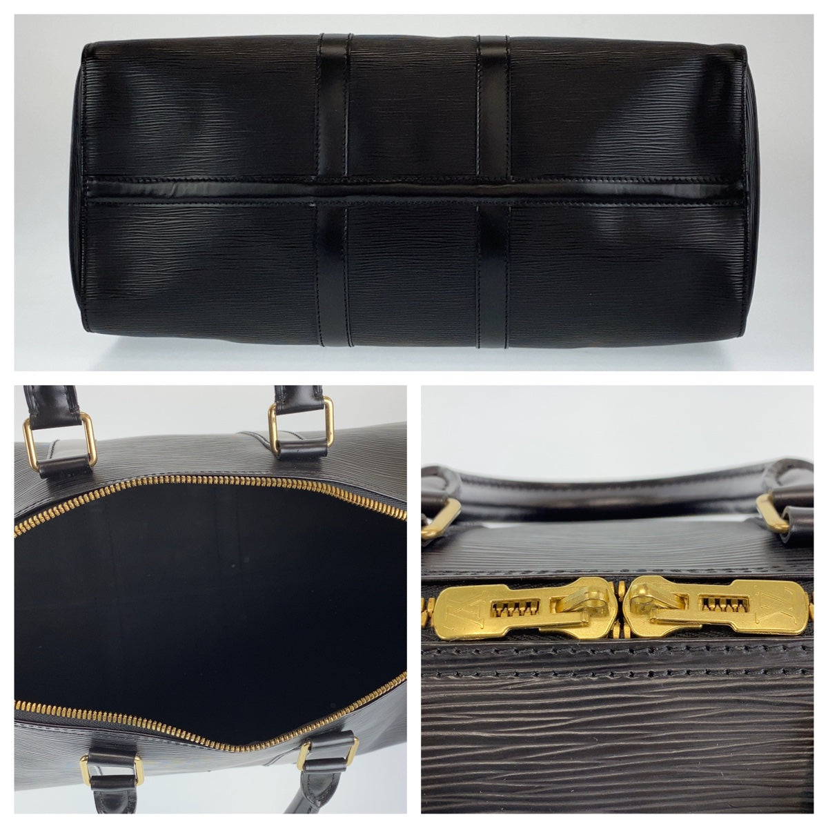 LOUIS VUITTON ルイ ヴィトン エピ キーポル45 ブラック 黒 ゴールド金具 グレインレザー M59152 ボストンバッグ ハンドバッグ  メンズ