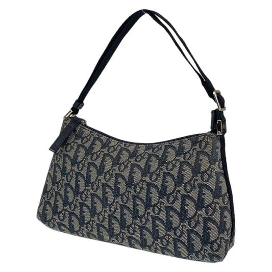 Dior ディオール ヴィンテージ トロッター ネイビー 紺 シルバー金具 キャンバス PZ1012 ハンドバッグ アクセサリーポーチ  レディース