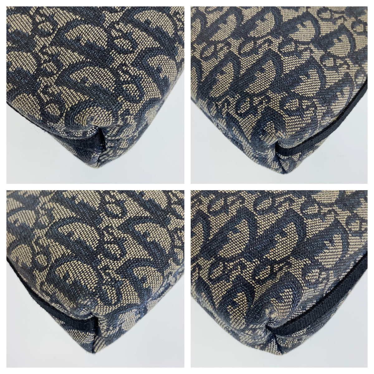 Dior ディオール ヴィンテージ トロッター ネイビー 紺 シルバー金具 キャンバス PZ1012 ハンドバッグ アクセサリーポーチ  レディース