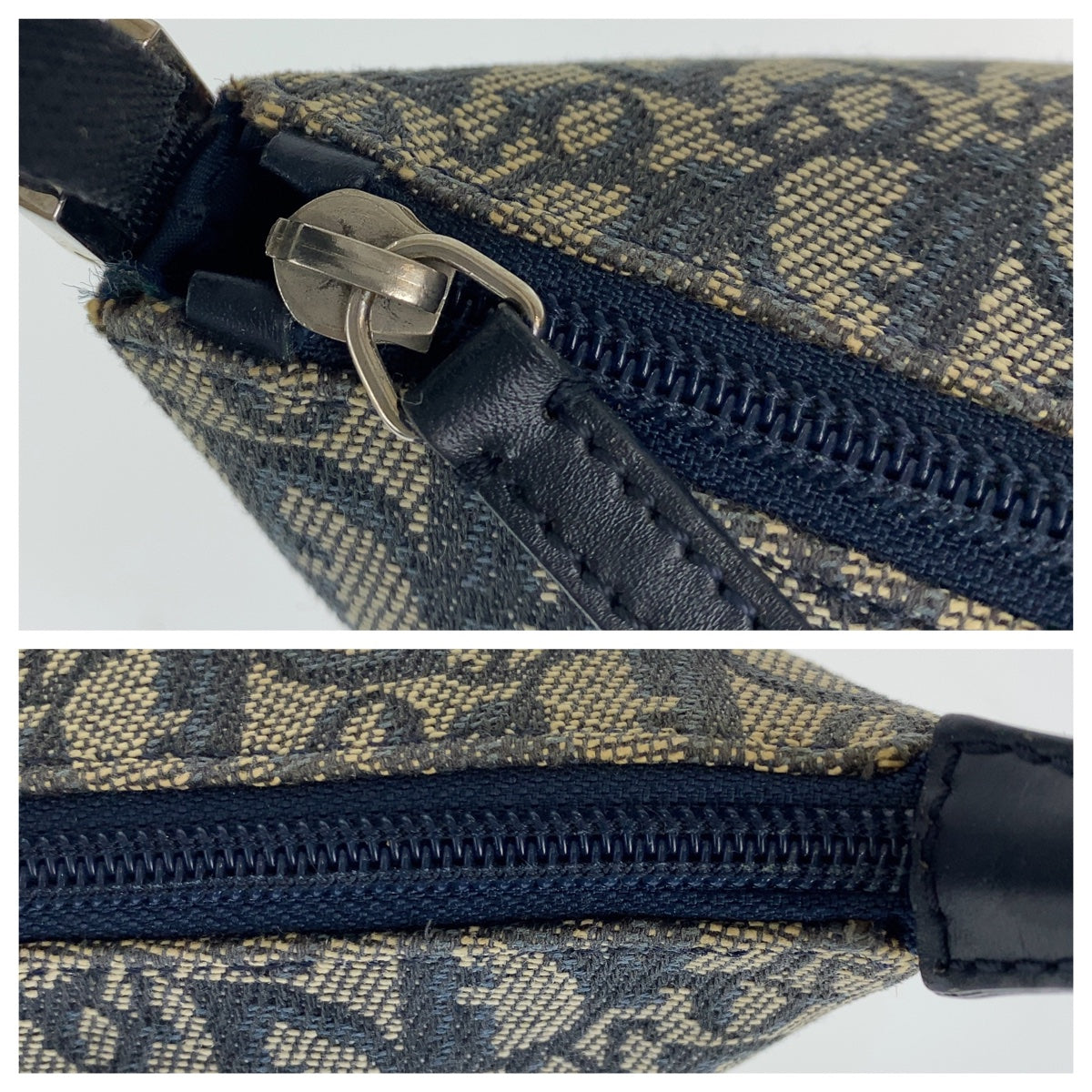 Dior ディオール ヴィンテージ トロッター ネイビー 紺 シルバー金具 キャンバス PZ1012 ハンドバッグ アクセサリーポーチ  レディース