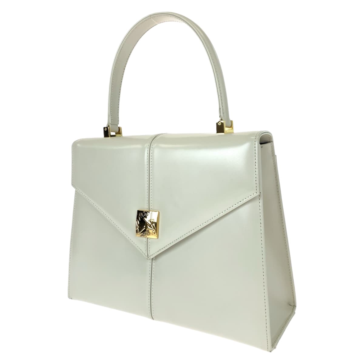 YVES SAINT LAURENT イヴ・サンローラン ヴィンテージ ホワイト 白 ゴールド金具 レザー ハンドバッグ  レディース