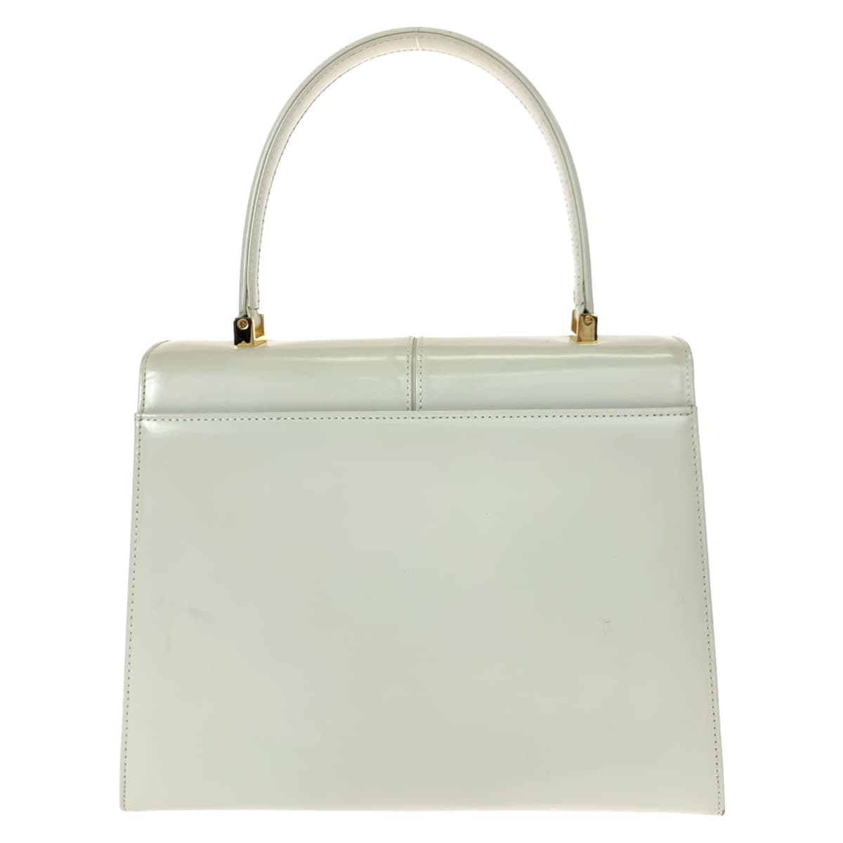 YVES SAINT LAURENT イヴ・サンローラン ヴィンテージ ホワイト 白 ゴールド金具 レザー ハンドバッグ  レディース