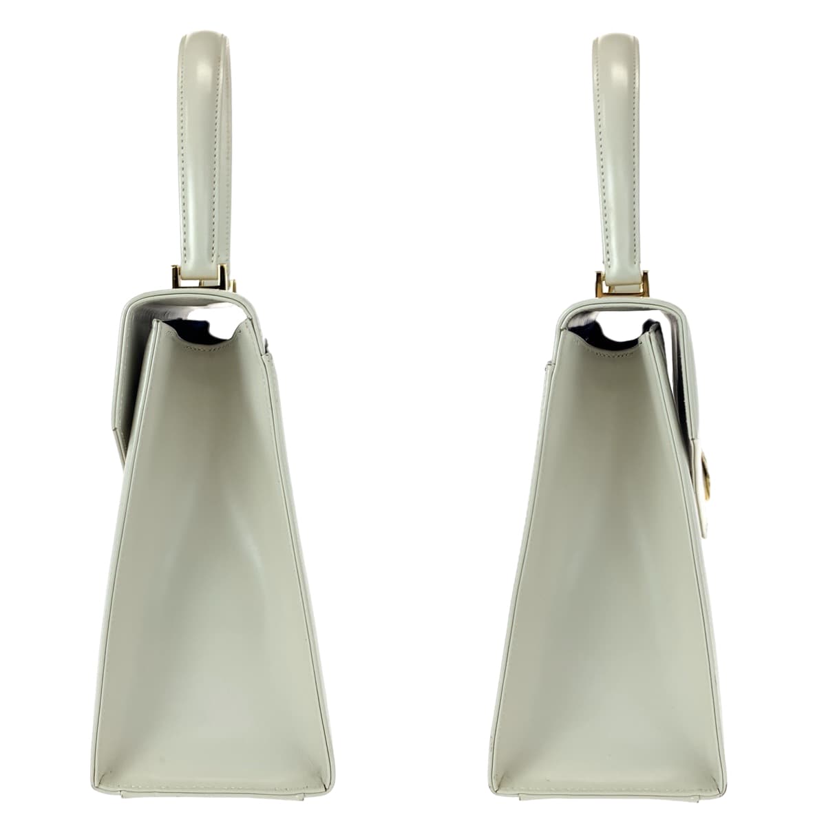 YVES SAINT LAURENT イヴ・サンローラン ヴィンテージ ホワイト 白 ゴールド金具 レザー ハンドバッグ  レディース