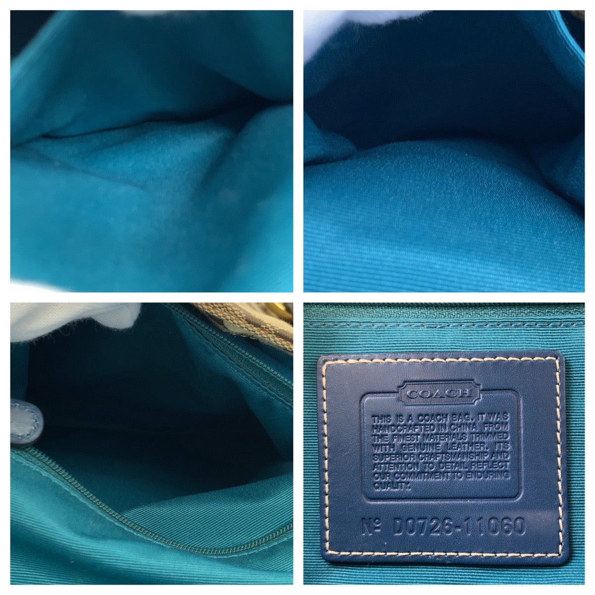 COACH コーチ シグネチャー ブラウン 茶 グリーン 緑 キャンバス / レザー 11060 ハンドバッグ トートバッグ  レディース