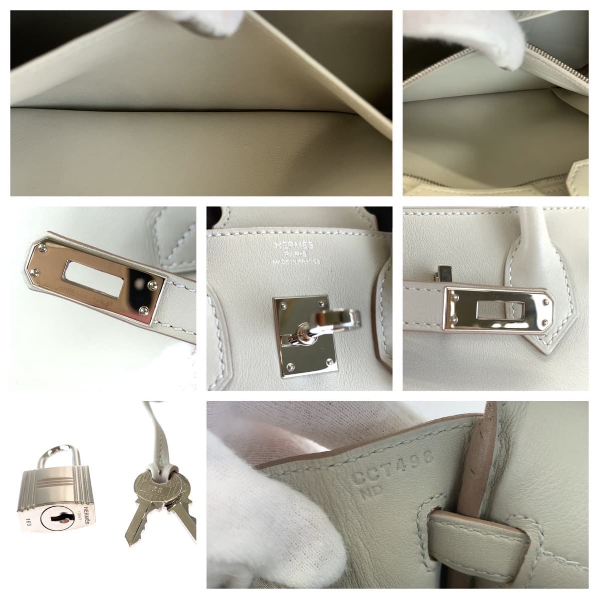 HERMES エルメス バーキン25 パールグレー グレー シルバー金具 ヴォースイフト ハンドバッグ トートバッグ C刻印  レディース
