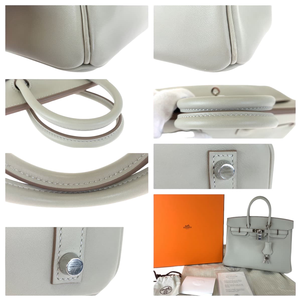 HERMES エルメス バーキン25 パールグレー グレー シルバー金具 ヴォースイフト ハンドバッグ トートバッグ C刻印  レディース