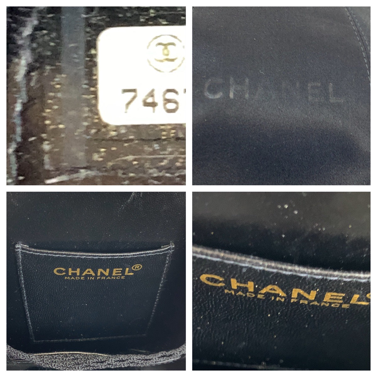 CHANEL シャネル ヴィンテージ カメリア チェーンショルダー ブラック 黒 ゴールド金具 ラムスキン / サテン ハンドバッグ アクセサリーポーチ  レディース