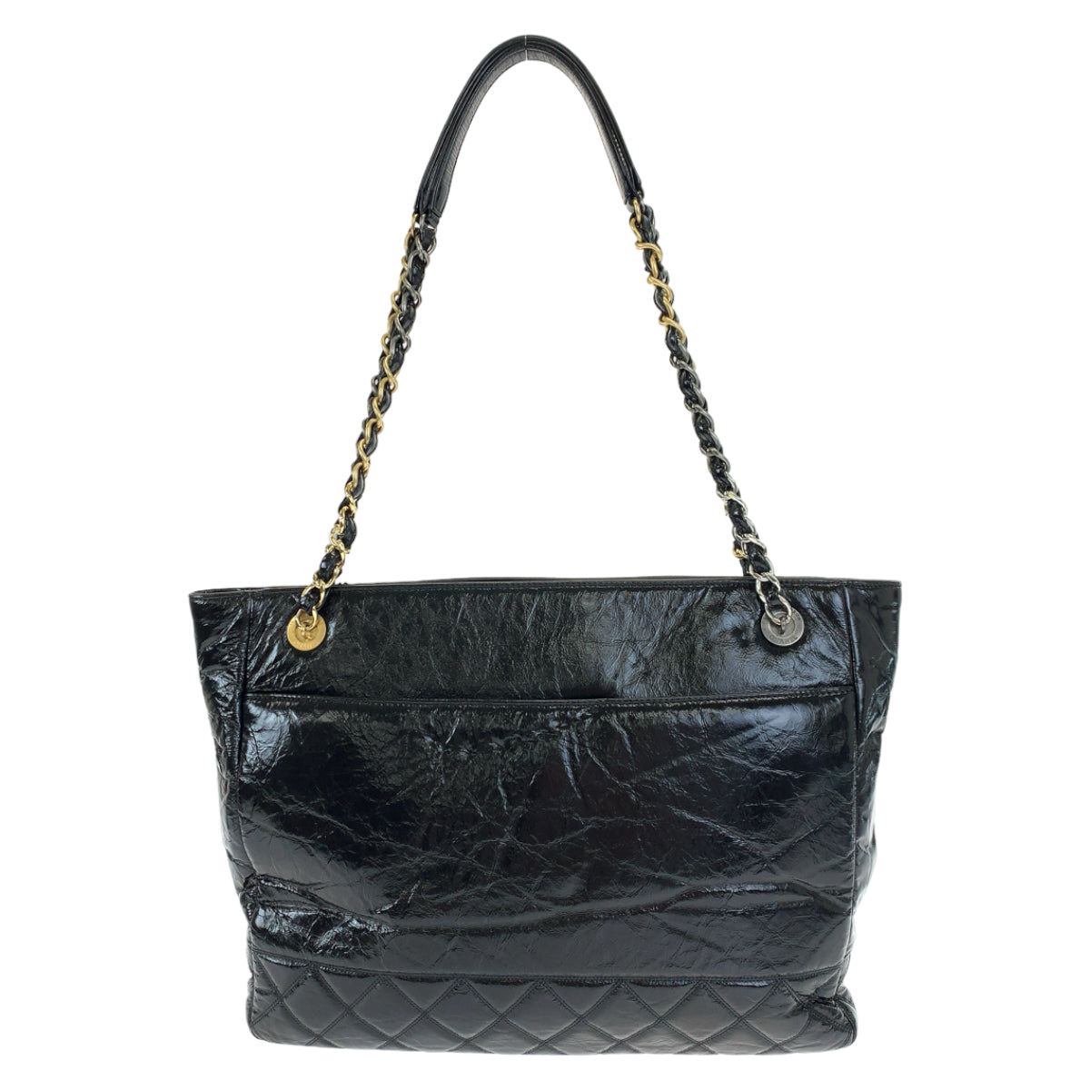 CHANEL シャネル マトラッセ ココマーク ブラック 黒 ゴールド金具 シルバー金具 / シャイニーエイジドカーフスキン AS1875 チェーンショルダーバッグ トートバッグ  レディース