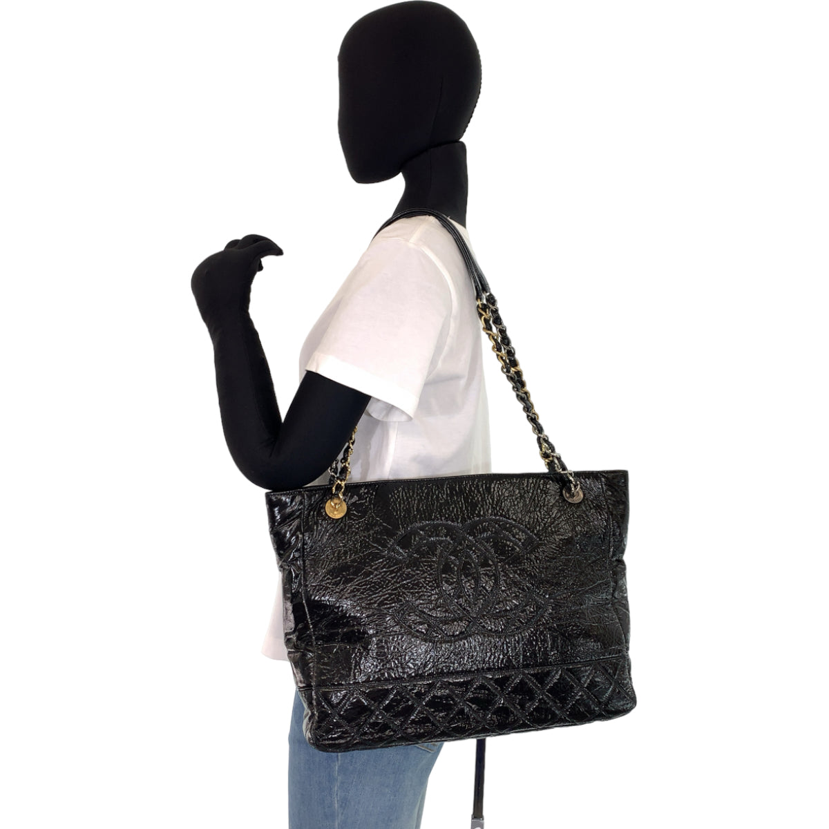CHANEL シャネル マトラッセ ココマーク ブラック 黒 ゴールド金具 シルバー金具 / シャイニーエイジドカーフスキン AS1875 チェーンショルダーバッグ トートバッグ  レディース