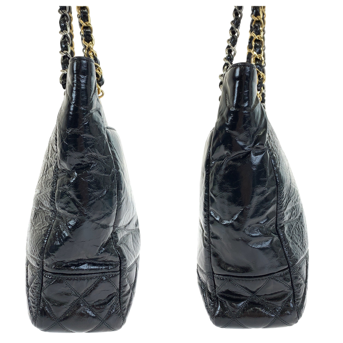 CHANEL シャネル マトラッセ ココマーク ブラック 黒 ゴールド金具 シルバー金具 / シャイニーエイジドカーフスキン AS1875 チェーンショルダーバッグ トートバッグ  レディース