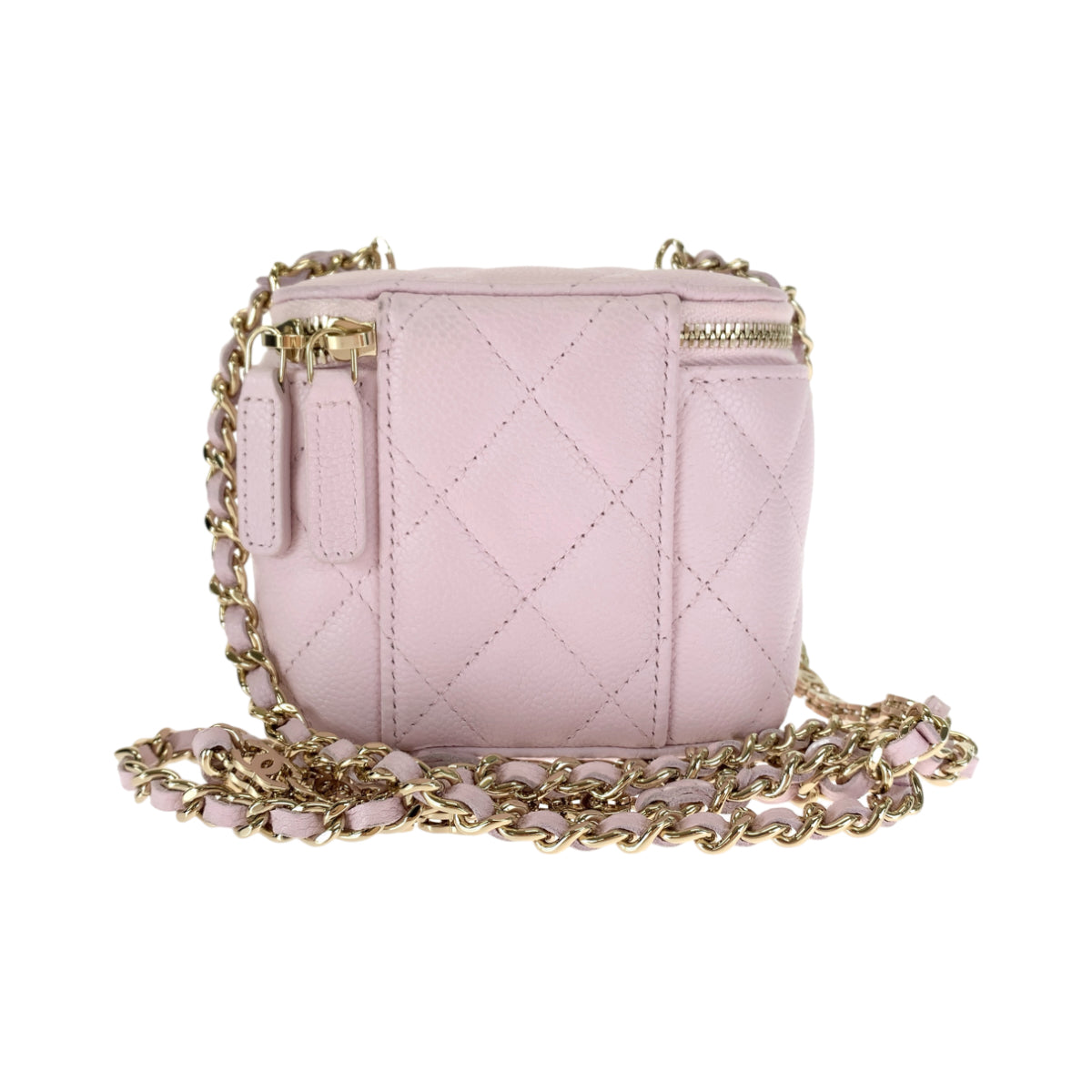 CHANEL シャネル マトラッセ ココマーク スモール バニティバッグ ライトピンク ゴールド金具 キャビアスキン AP2624 チェーンショルダーバッグ 肩掛け  レディース