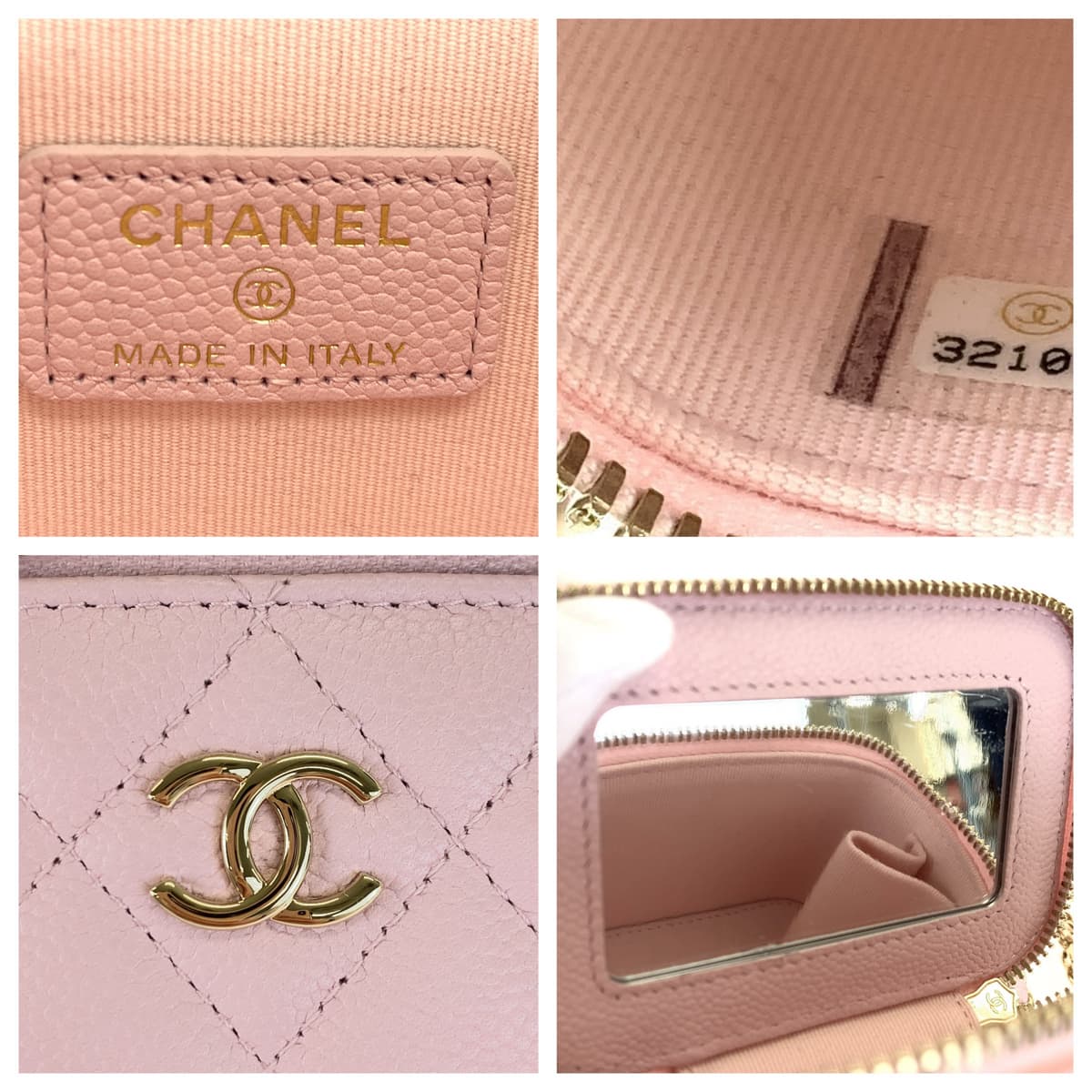 CHANEL シャネル マトラッセ ココマーク スモール バニティバッグ ライトピンク ゴールド金具 キャビアスキン AP2624 チェーンショルダーバッグ 肩掛け  レディース