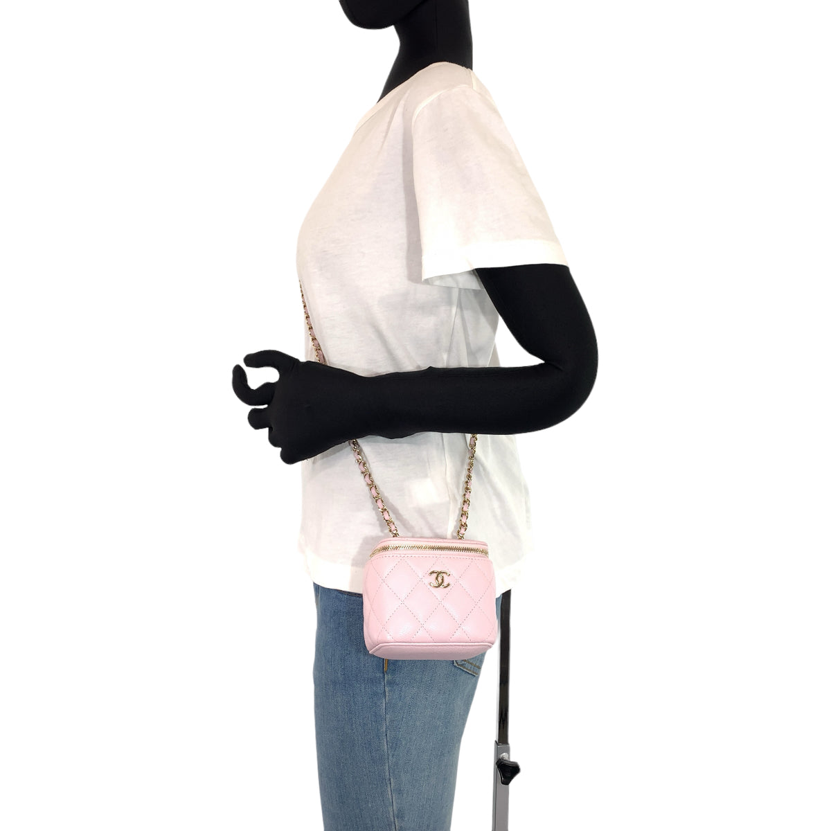 CHANEL シャネル マトラッセ ココマーク スモール バニティバッグ ライトピンク ゴールド金具 キャビアスキン AP2624 チェーンショルダーバッグ 肩掛け  レディース