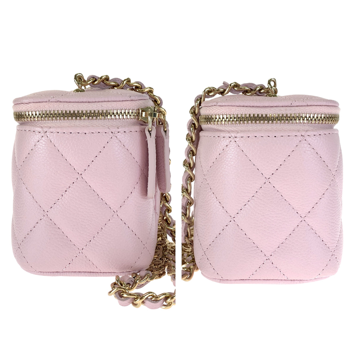 CHANEL シャネル マトラッセ ココマーク スモール バニティバッグ ライトピンク ゴールド金具 キャビアスキン AP2624 チェーンショルダーバッグ 肩掛け  レディース