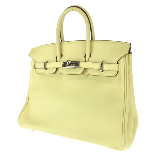 HERMES エルメス バーキン25 ジョーヌプッサン シルバー金具 ヴォースイフト ハンドバッグ トートバッグ T刻印  レディース