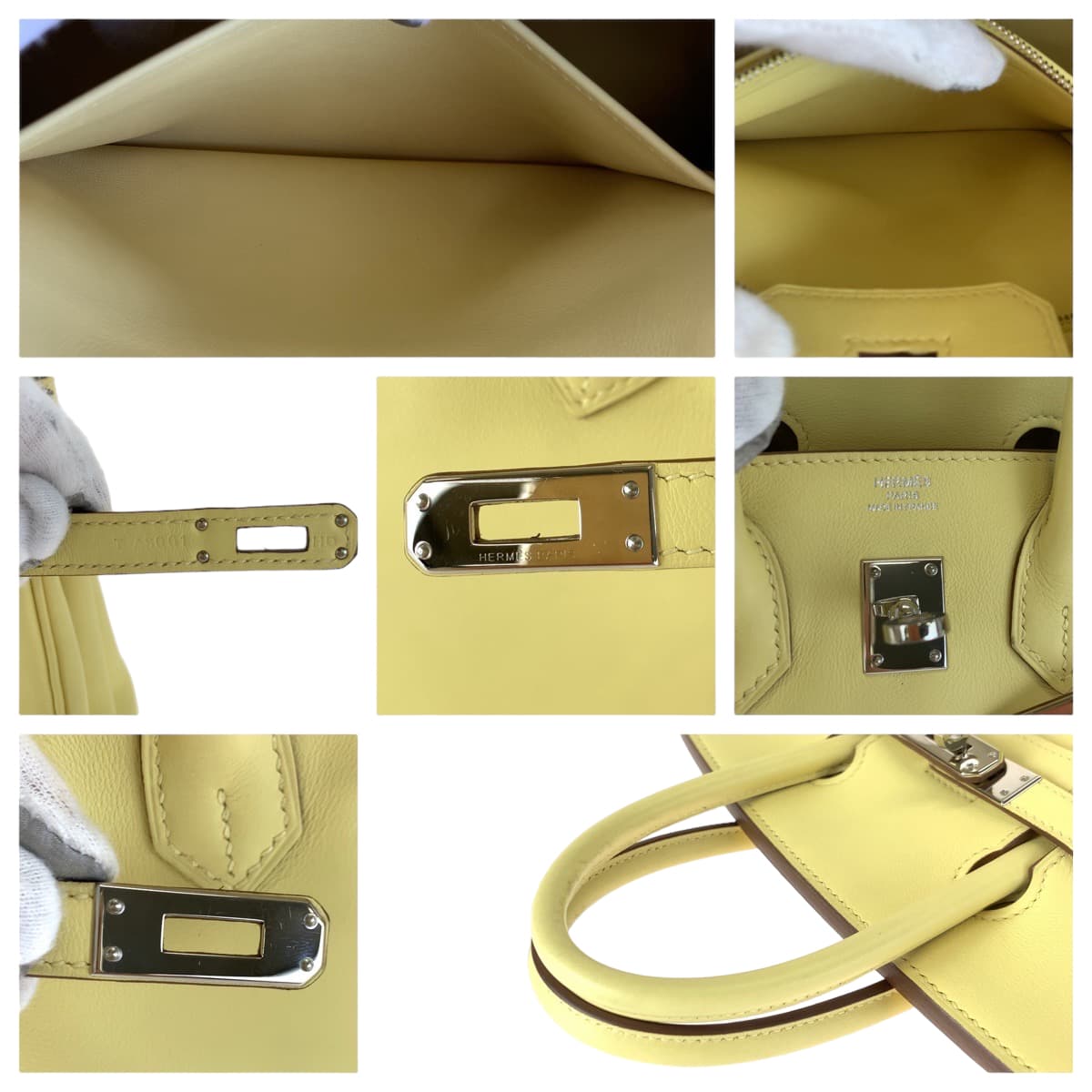 HERMES エルメス バーキン25 ジョーヌプッサン シルバー金具 ヴォースイフト ハンドバッグ トートバッグ T刻印  レディース