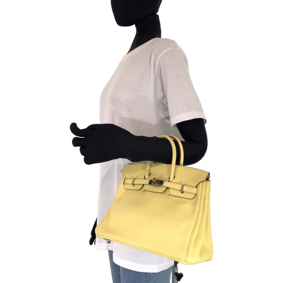 HERMES エルメス バーキン25 ジョーヌプッサン シルバー金具 ヴォースイフト ハンドバッグ トートバッグ T刻印  レディース
