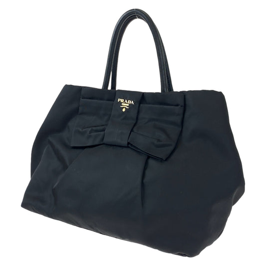 PRADA Prada Tessuto Ribbon Black Nylon Tote Bag Handbag for Women