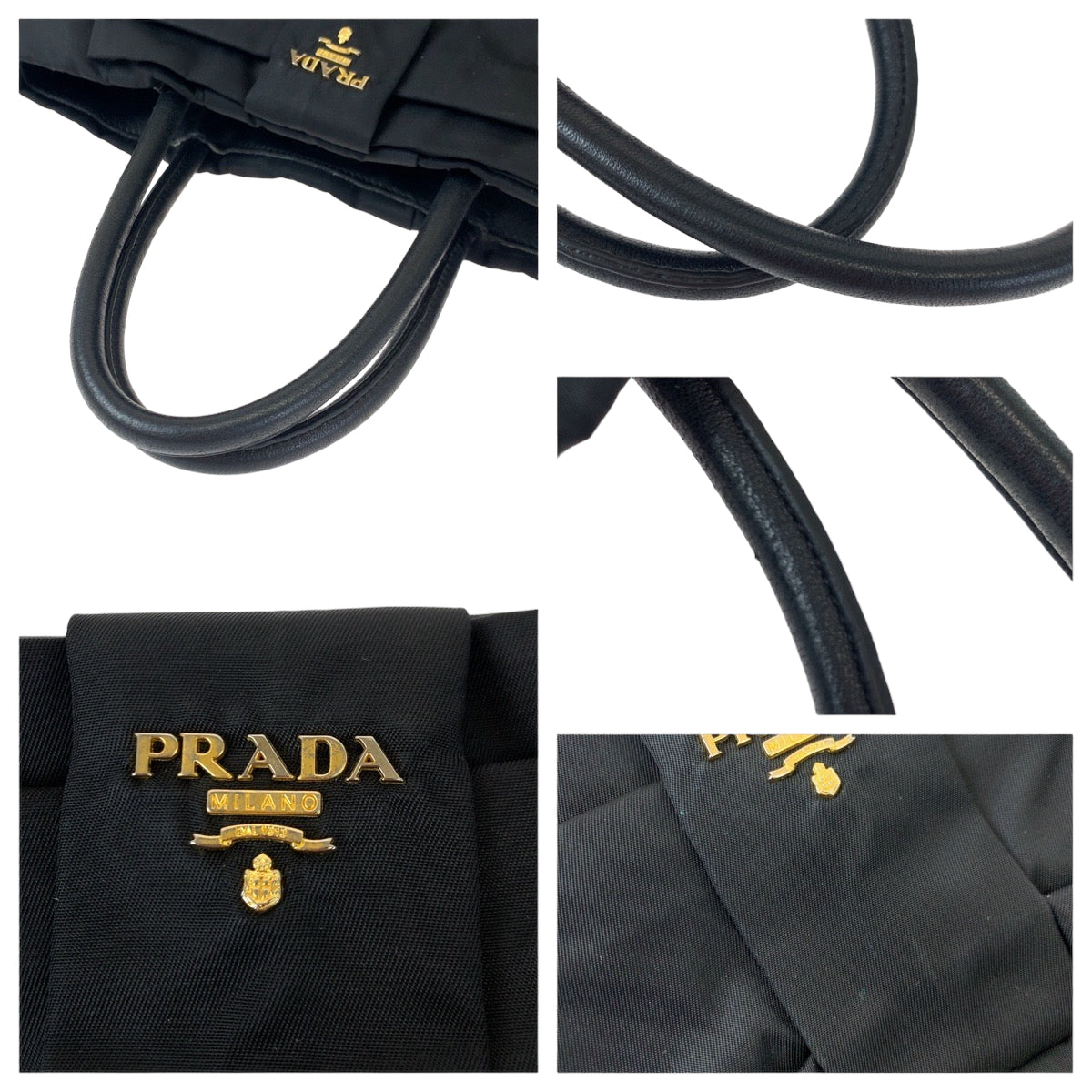 PRADA Prada Tessuto Ribbon Black Nylon Tote Bag Handbag for Women