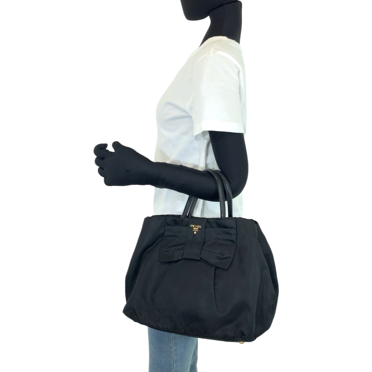 PRADA Prada Tessuto Ribbon Black Nylon Tote Bag Handbag for Women