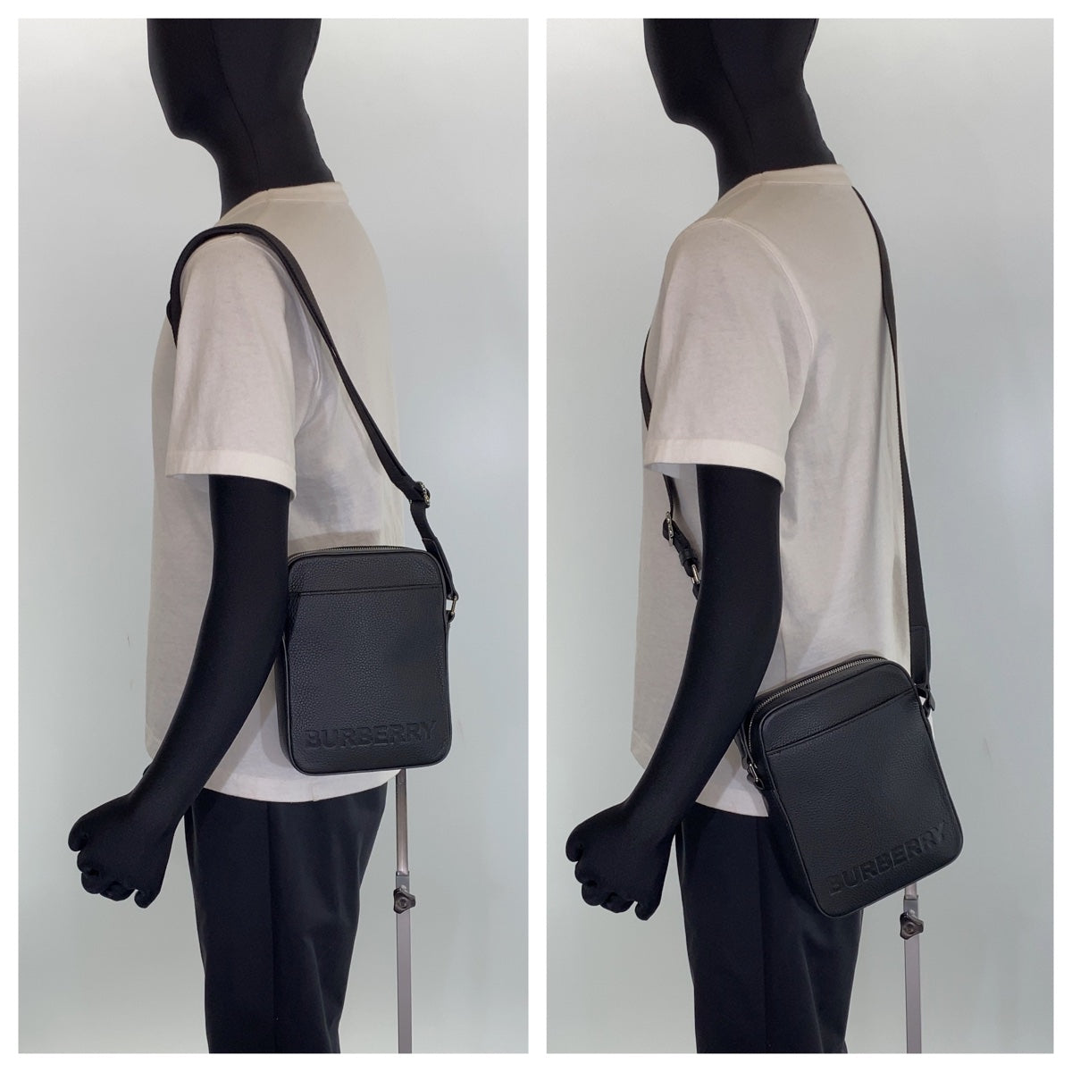 BURBERRY バーバリー THORNTON ブラック 黒 シルバー金具 レザー 80528891 ショルダーバッグ 斜め掛けバッグ  メンズ