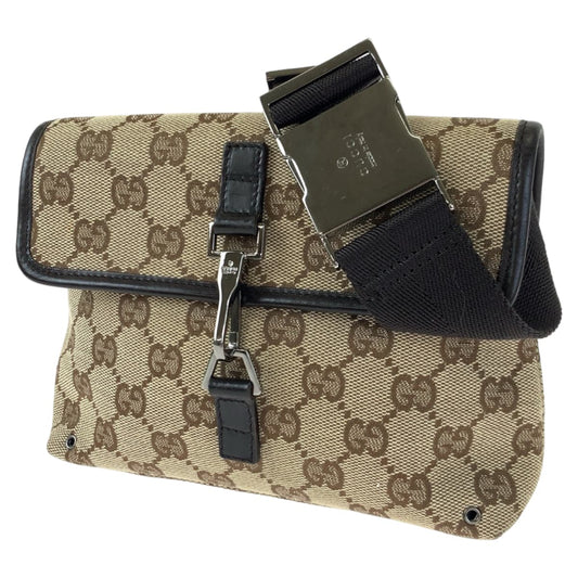 GUCCI グッチ ブラウン 茶 ベージュ GGキャンバス 92543 ウエストバッグ ボディバッグ 男女兼用  メンズ