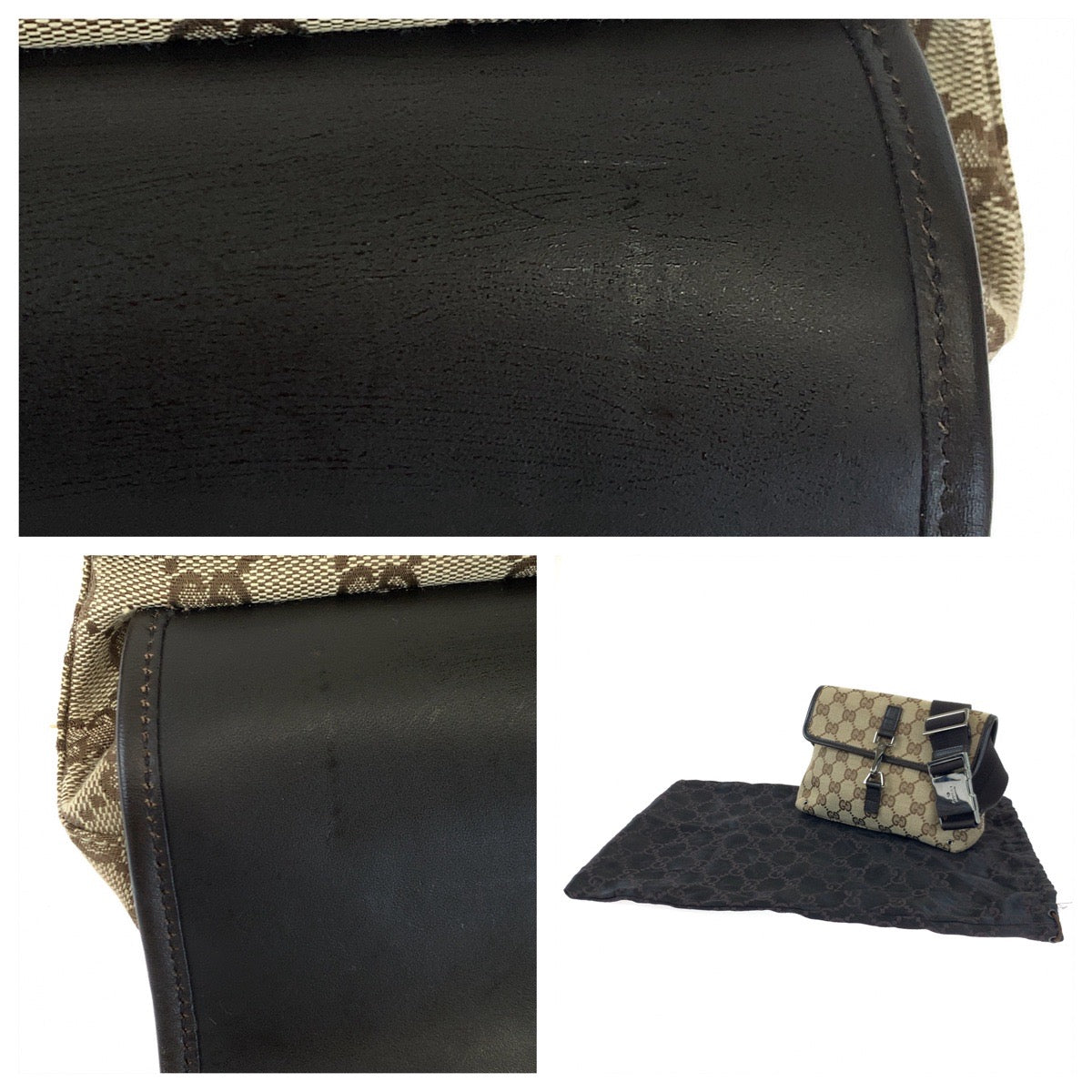 GUCCI グッチ ブラウン 茶 ベージュ GGキャンバス 92543 ウエストバッグ ボディバッグ 男女兼用  メンズ