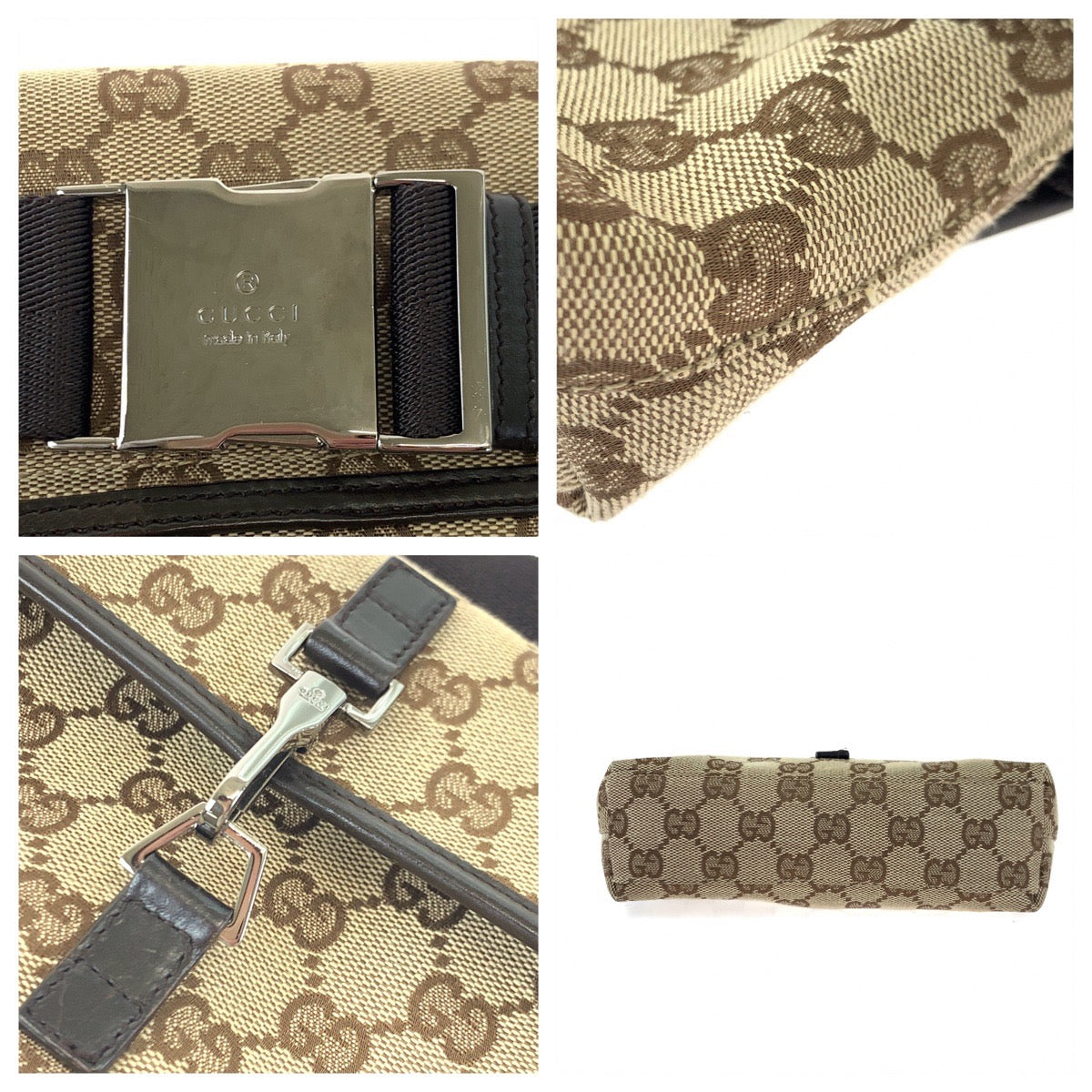 GUCCI グッチ ブラウン 茶 ベージュ GGキャンバス 92543 ウエストバッグ ボディバッグ 男女兼用  メンズ