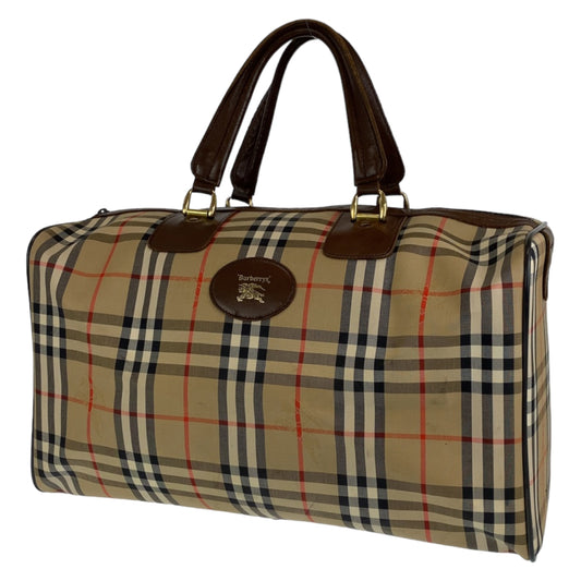 BURBERRY バーバリー ノバチェック シャドーホース ベージュ 薄茶 ゴールド金具 キャンバス / レザー ボストンバッグ 旅行バッグ  レディース