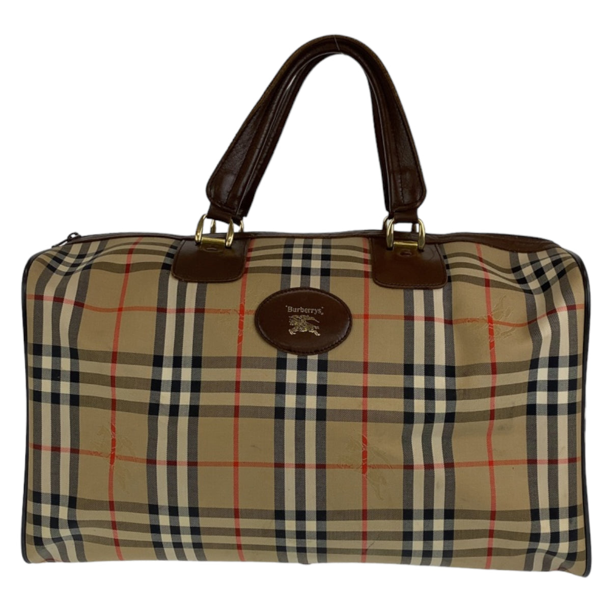 BURBERRY バーバリー ノバチェック シャドーホース ベージュ 薄茶 ゴールド金具 キャンバス / レザー ボストンバッグ 旅行バッグ  レディース