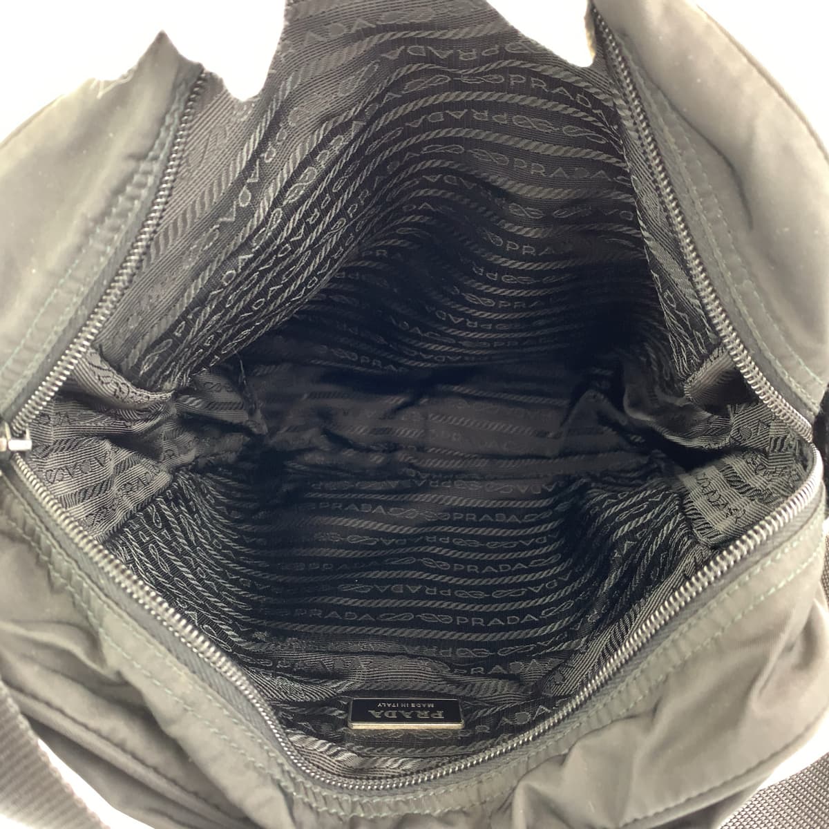 PRADA Tessuto Triangle Logo Plate Black Silver Hardware Nylon Shoulder Bag Crossbody Bag for Women