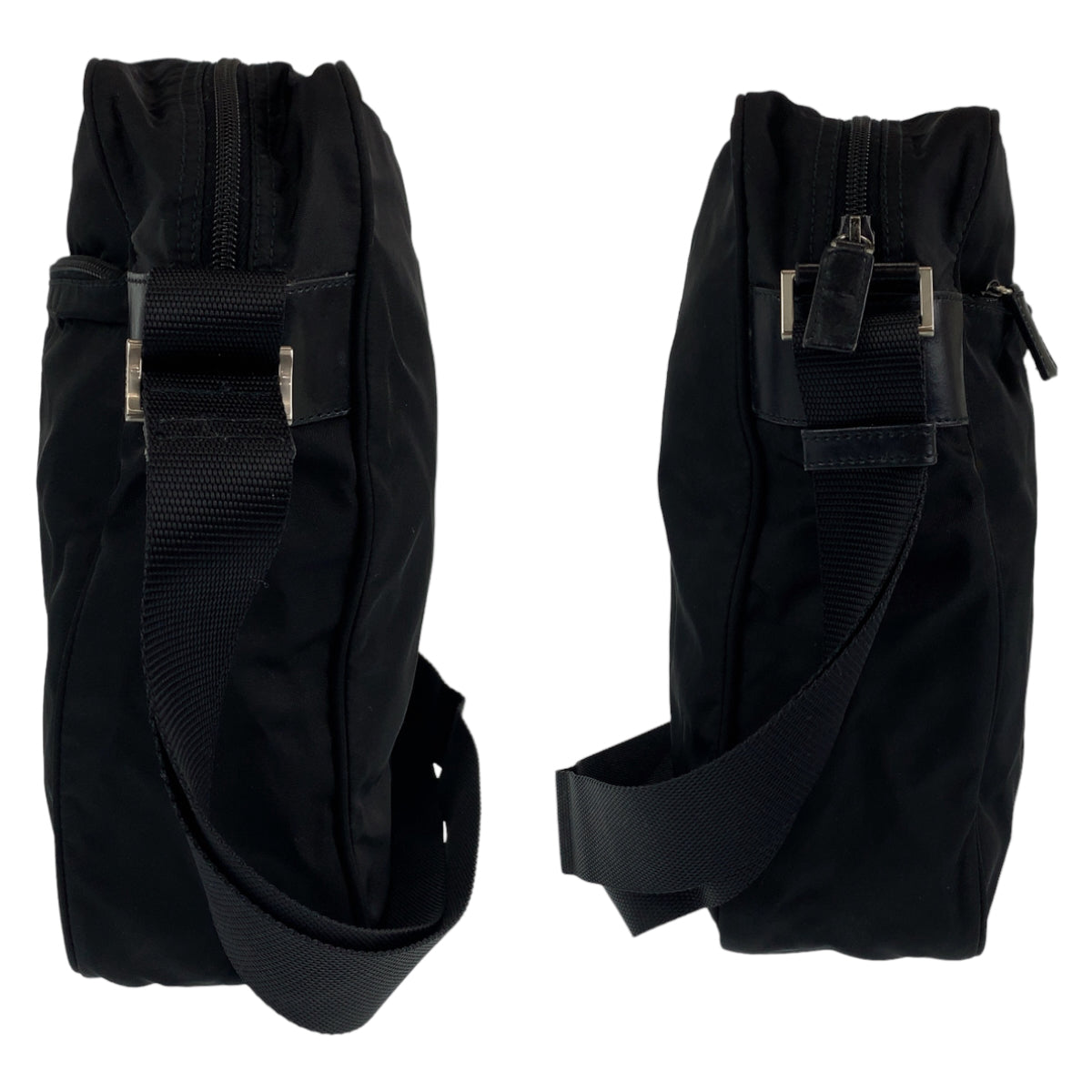 PRADA Tessuto Triangle Logo Plate Black Silver Hardware Nylon Shoulder Bag Crossbody Bag for Women