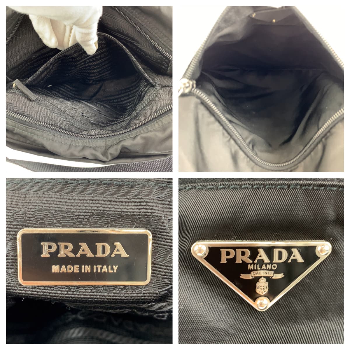 PRADA Tessuto Triangle Logo Plate Black Silver Hardware Nylon Shoulder Bag Crossbody Bag for Women
