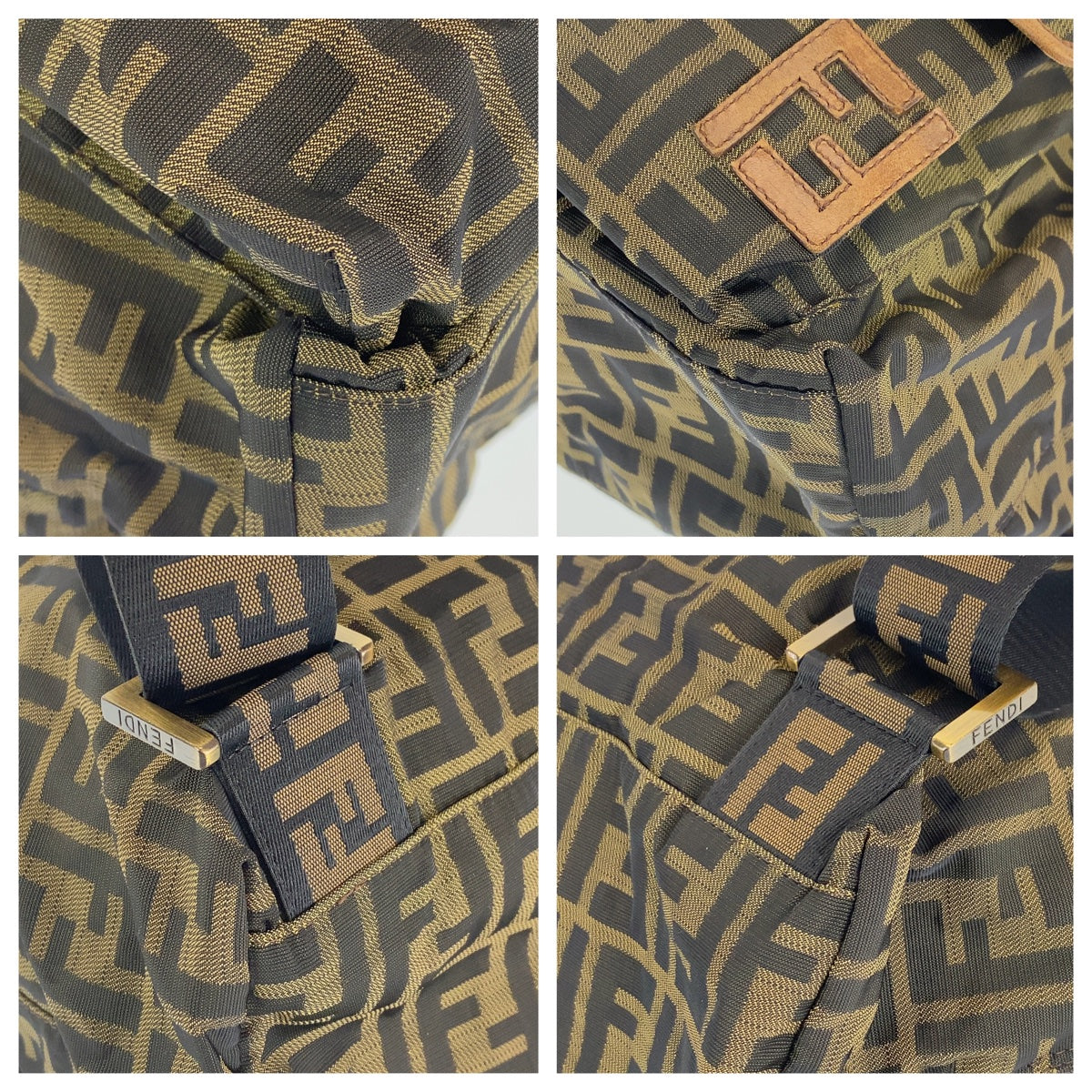 FENDI フェンディ ズッカ柄 ブラウン 茶 キャンバス リュック バックパック  レディース