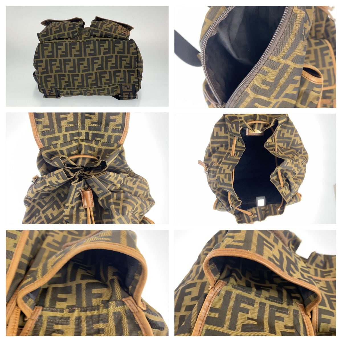 FENDI フェンディ ズッカ柄 ブラウン 茶 キャンバス リュック バックパック  レディース