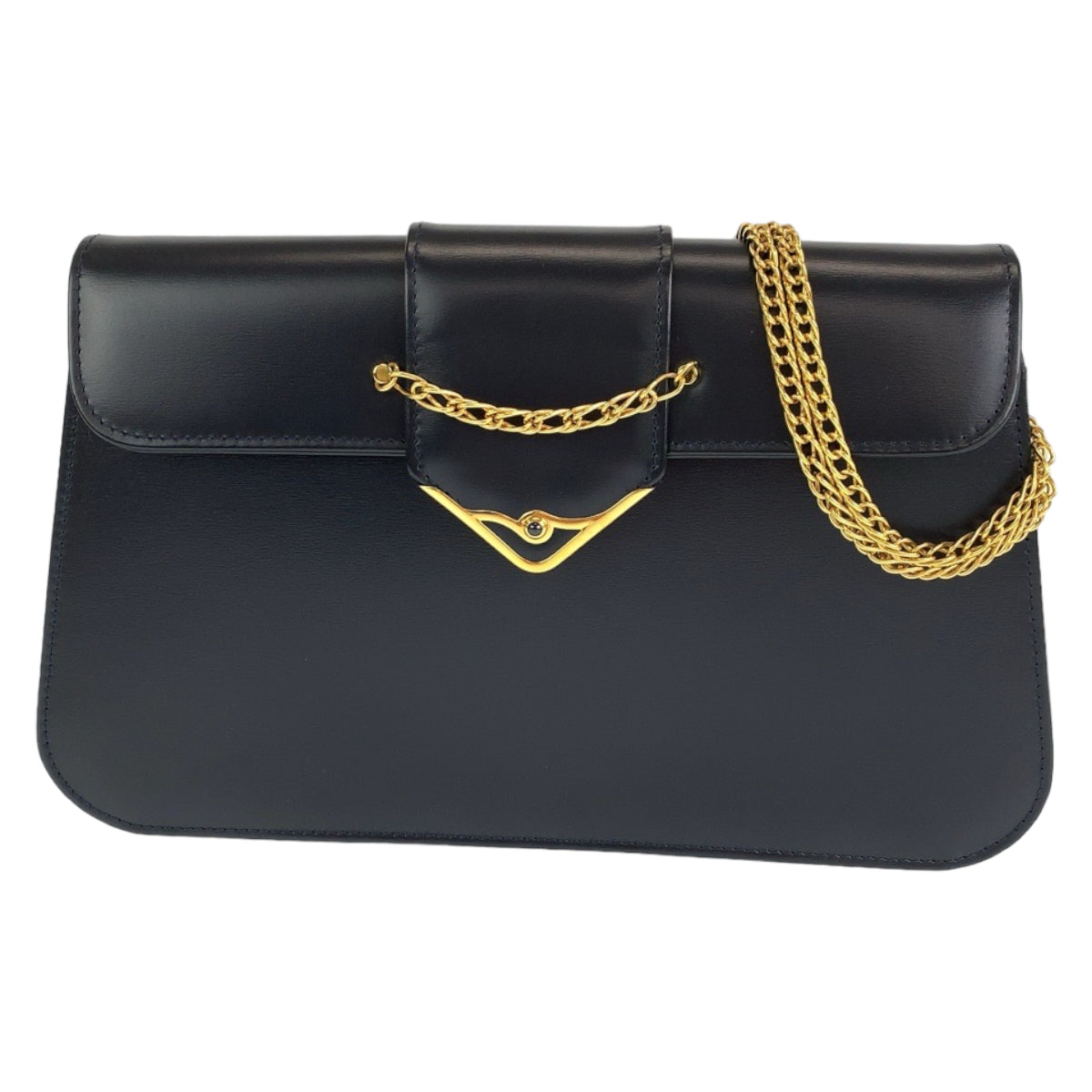 CARTIER カルティエ ヴィンテージ サファイアライン ブラック 黒 ゴールド金具 レザー チェーンショルダーバッグ 肩掛け  レディース