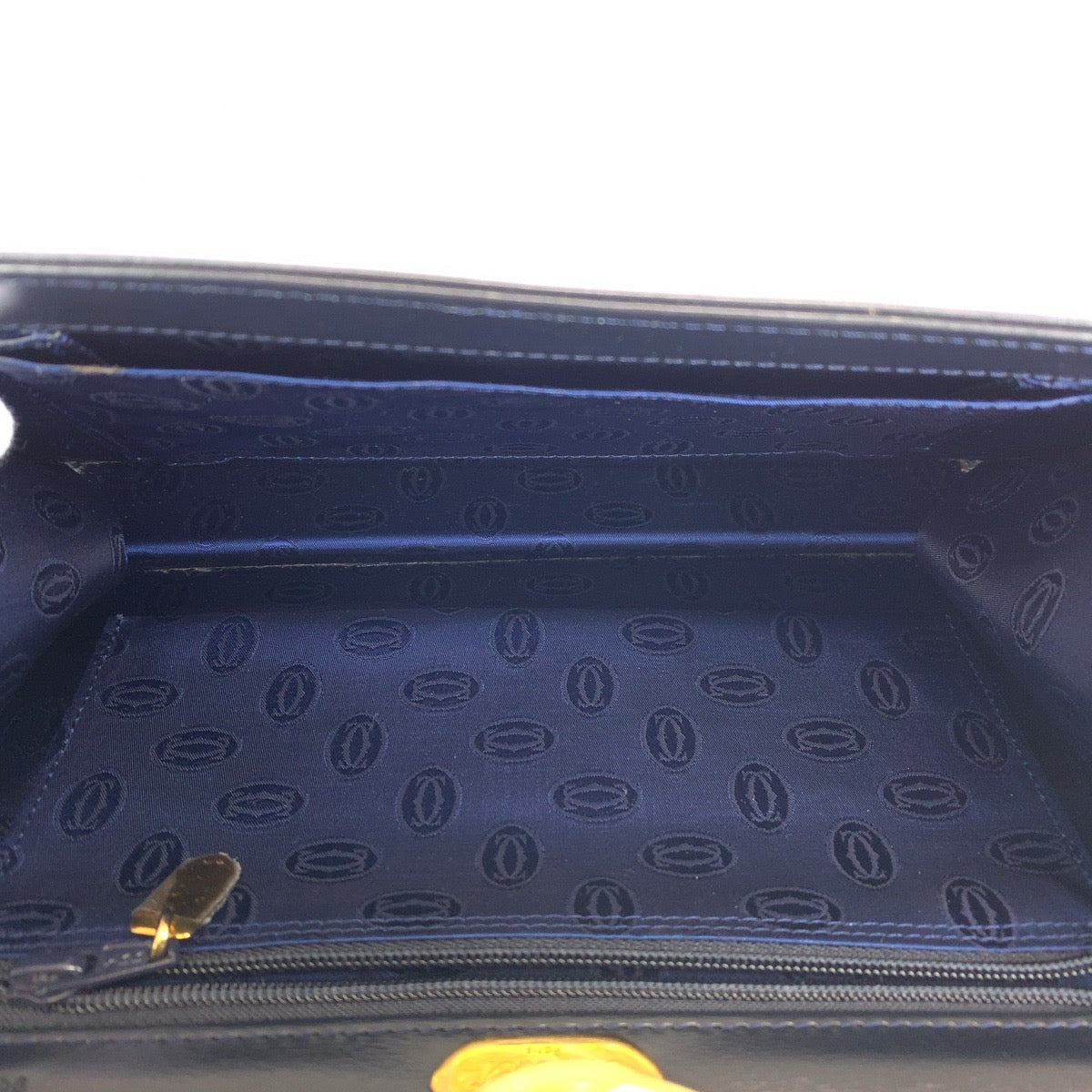 CARTIER カルティエ ヴィンテージ サファイアライン ブラック 黒 ゴールド金具 レザー チェーンショルダーバッグ 肩掛け  レディース