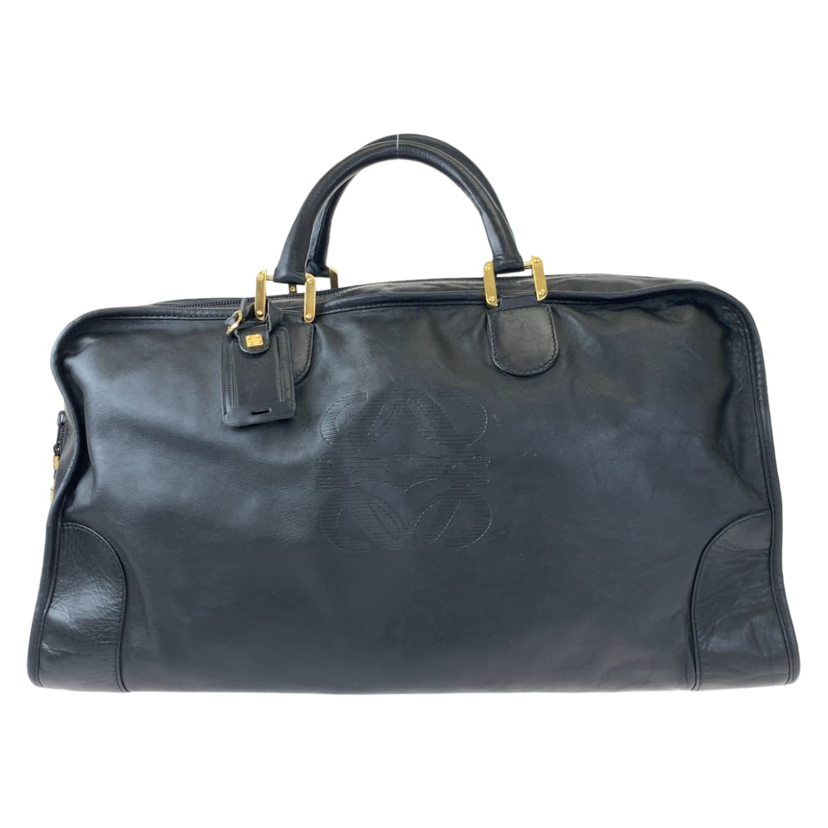 LOEWE ロエベ アマソナ50 ブラック 黒 ゴールド金具 レザー ボストンバッグ 旅行バッグ  メンズ