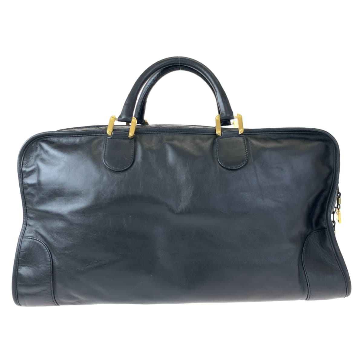 LOEWE ロエベ アマソナ50 ブラック 黒 ゴールド金具 レザー ボストンバッグ 旅行バッグ  メンズ