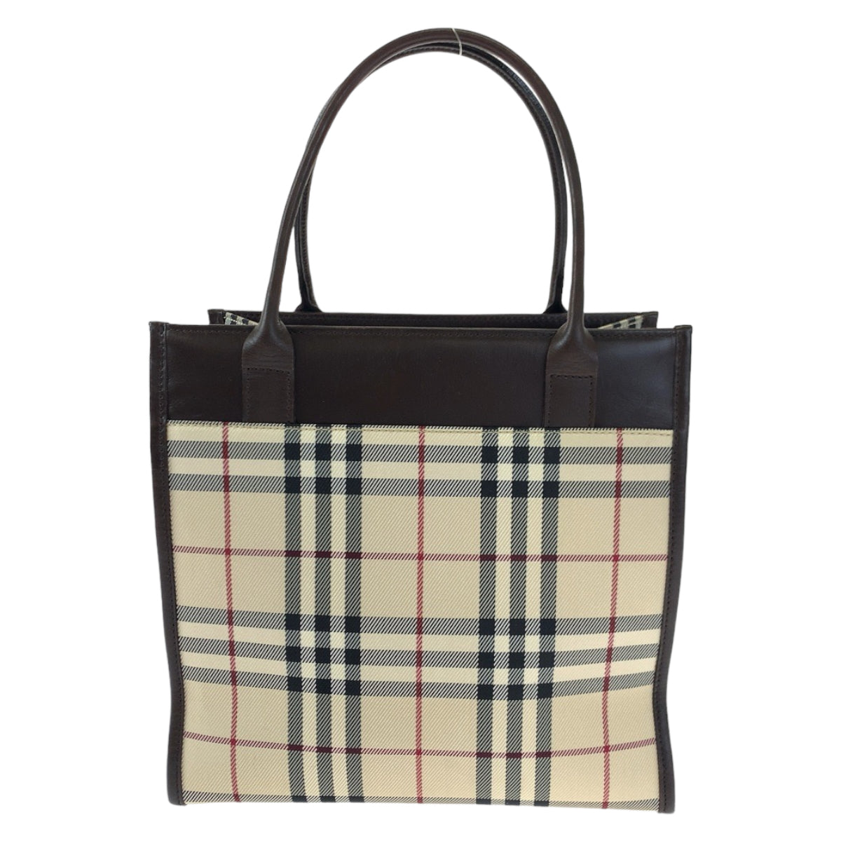 BURBERRY バーバリー ノバチェック ブラウン 茶 キャンバス / レザー トートバッグ ハンドバッグ  レディース