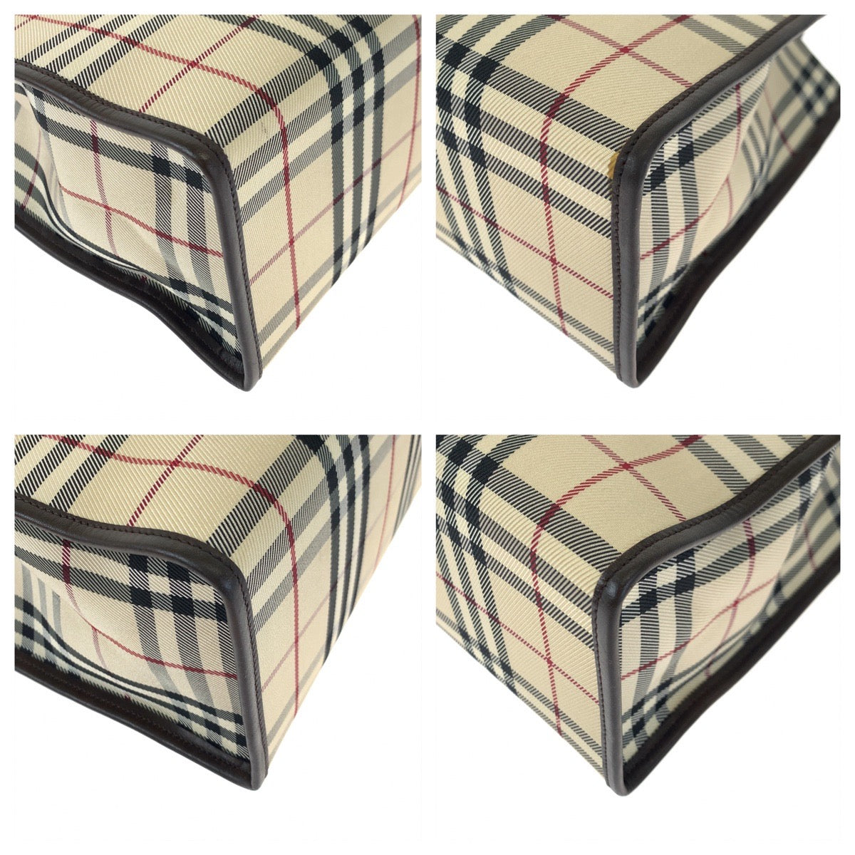 BURBERRY バーバリー ノバチェック ブラウン 茶 キャンバス / レザー トートバッグ ハンドバッグ  レディース
