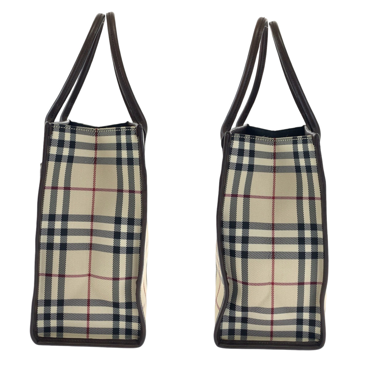 BURBERRY バーバリー ノバチェック ブラウン 茶 キャンバス / レザー トートバッグ ハンドバッグ  レディース