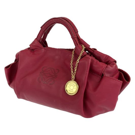LOEWE ロエベ アナグラム ナッパアイレ ワインレッド ゴールド金具 レザー ハンドバッグ トートバッグ  レディース