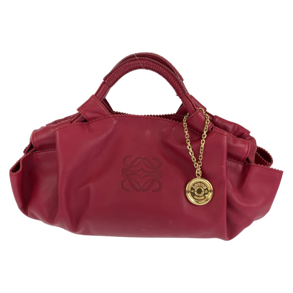 LOEWE ロエベ アナグラム ナッパアイレ ワインレッド ゴールド金具 レザー ハンドバッグ トートバッグ  レディース