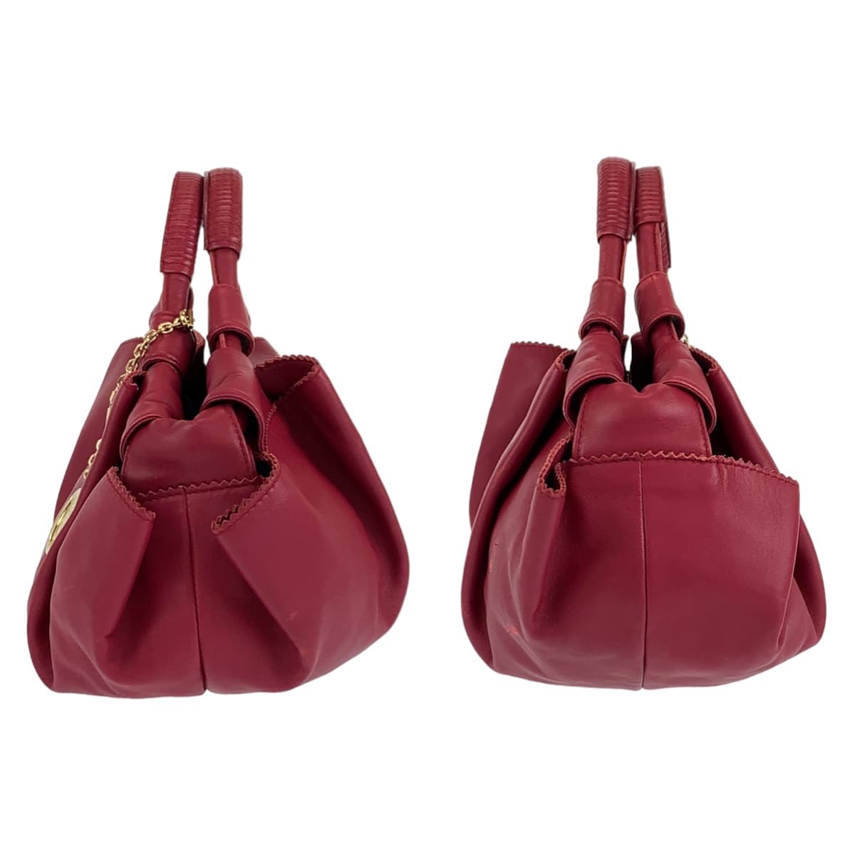 LOEWE ロエベ アナグラム ナッパアイレ ワインレッド ゴールド金具 レザー ハンドバッグ トートバッグ  レディース