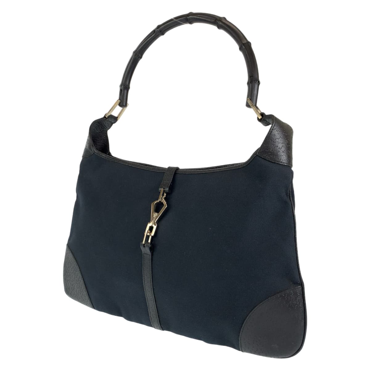GUCCI グッチ カンデンスキー バンブー ブラック 黒 シルバー金具 キャンバス / レザー ハンドバッグ トートバッグ  レディース