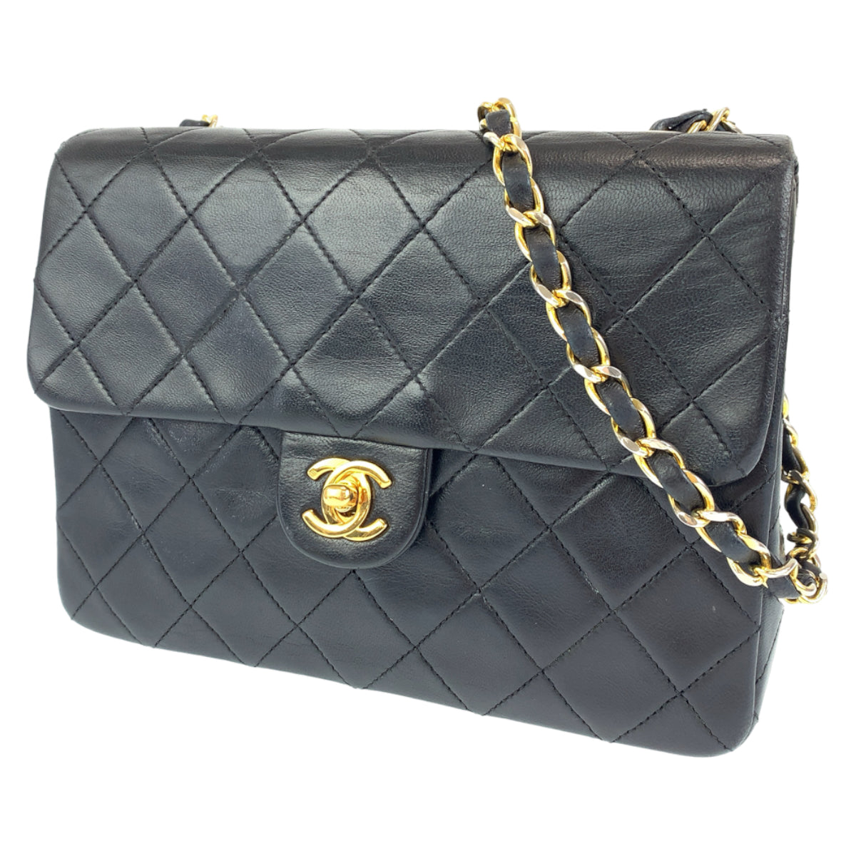 CHANEL シャネル マトラッセ ココマーク ターンロック ブラック 黒 ゴールド金具 ラムスキン チェーンショルダーバッグ 斜め掛け  レディース